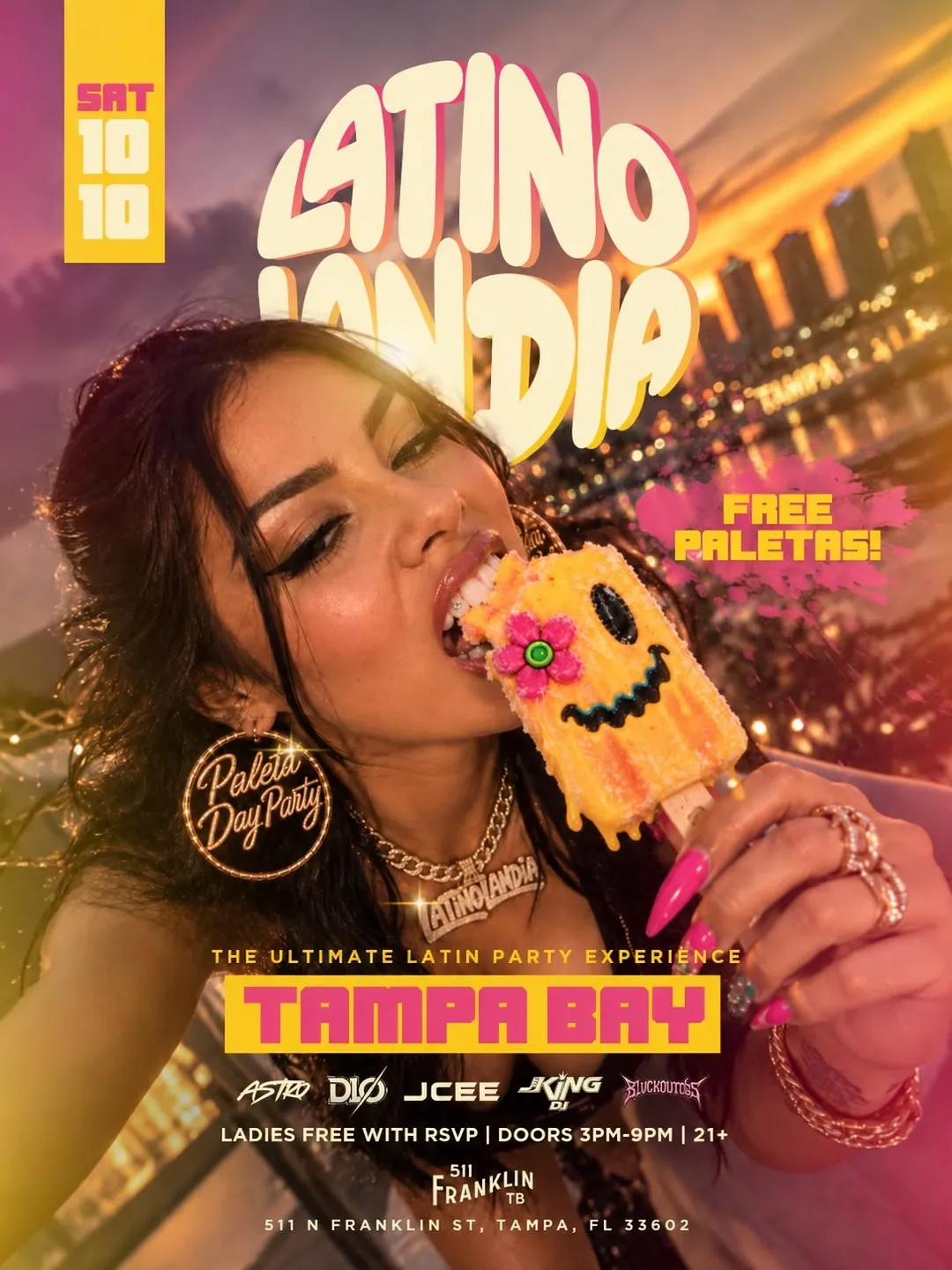 Latino Landia flyer for Tampa, FL, Saturday, October 10, 2026